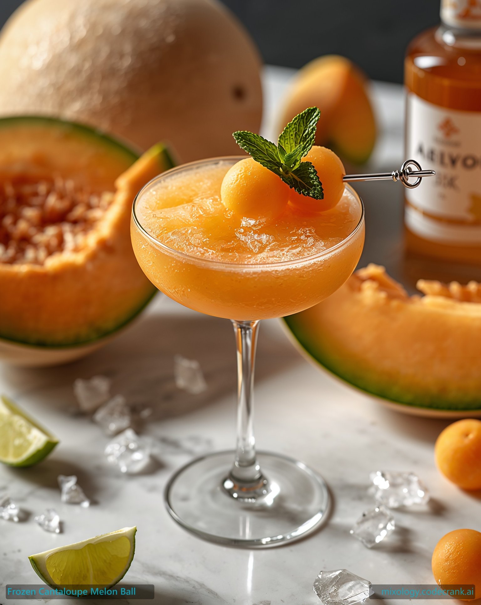 Frozen Cantaloupe Melon Ball cocktail recipe